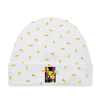 Bunter Hasenkopf  Pop-Art - Baby Premium Organic Mütze - Weiß/Zitronengelb - Vorne