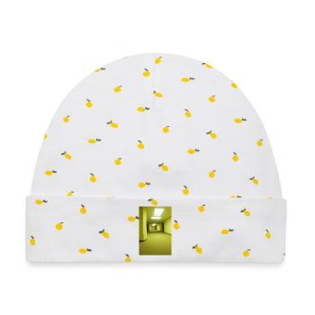 The Backrooms Yellow Wallpaper Print | Creepypasta - Baby Premium Organic Mütze - Weiß/Zitronengelb - Vorne