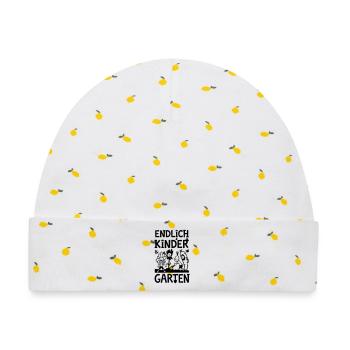 Endlich Kindergarten! - Baby Premium Organic Mütze - Weiß/Zitronengelb - Vorne