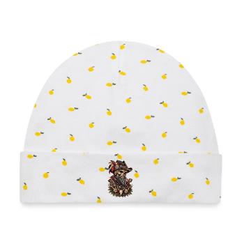 Alpine Outlaw – Wilder Skull mit Pfeife - Baby Premium Organic Mütze - Weiß/Zitronengelb - Vorne