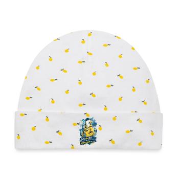 Lustige Möwe im Friesennerz Schietwetter - Baby Premium Organic Mütze - Weiß/Zitronengelb - Vorne