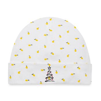 Minimal Christmas Tree 🎄 - Baby Premium Organic Mütze - Weiß/Zitronengelb - Vorne