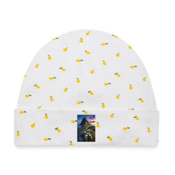 Coastal Peak mit Wildblumen - Baby Premium Organic Mütze - Weiß/Zitronengelb - Vorne