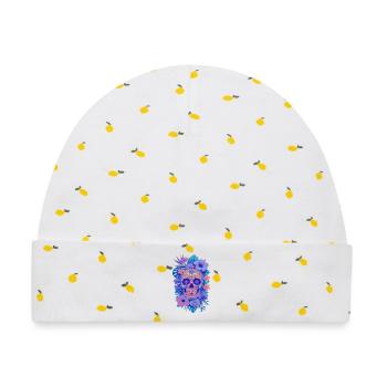 Halloween Sugar Skull Sugarskull blau - Baby Premium Organic Mütze - Weiß/Zitronengelb - Vorne