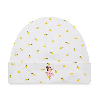 Ballerina Kawaii Style – Süßes Tanzmotiv - Baby Premium Organic Mütze - Weiß/Zitronengelb - Vorne
