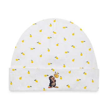 Maulwurf mit fröhlichem Gänse-Lampion - Baby Premium Organic Mütze - Weiß/Zitronengelb - Vorne