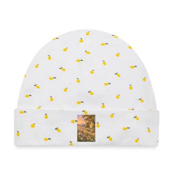 Wildblumen im goldenen Abendlicht - Baby Premium Organic Mütze - Weiß/Zitronengelb - Vorne