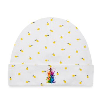 Bunte Violine Regenbogen Geige Musik Farbspritzer - Baby Premium Organic Mütze - Weiß/Zitronengelb - Vorne