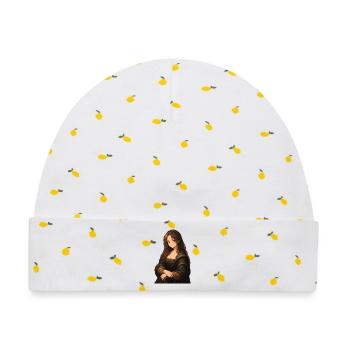 Mona Lisa im Anime-Stil - Baby Premium Organic Mütze - Weiß/Zitronengelb - Vorne