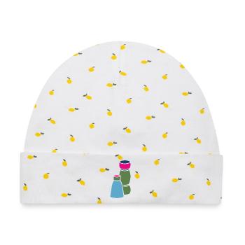 Salz und Pfeffer - Baby Premium Organic Mütze - Weiß/Zitronengelb - Vorne