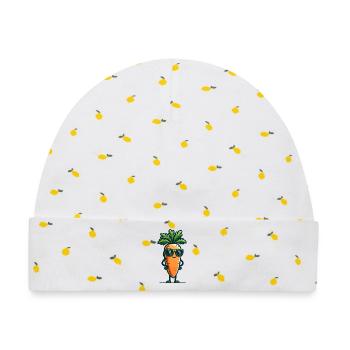 Carrot Couture: Das Trendsetter-Veggie - Baby Premium Organic Mütze - Weiß/Zitronengelb - Vorne