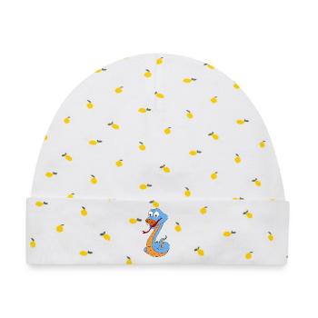Verspielte Schlange Cartoon Design - Baby Premium Organic Mütze - Weiß/Zitronengelb - Vorne