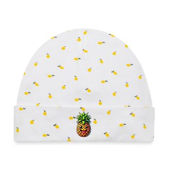 Ananas - Baby Premium Organic Mütze - Weiß/Zitronengelb - Vorne