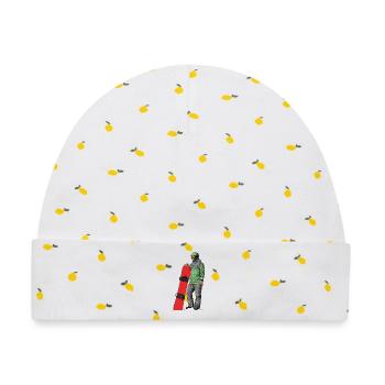 Abenteuerlicher Snowboarder - Baby Premium Organic Mütze - Weiß/Zitronengelb - Vorne