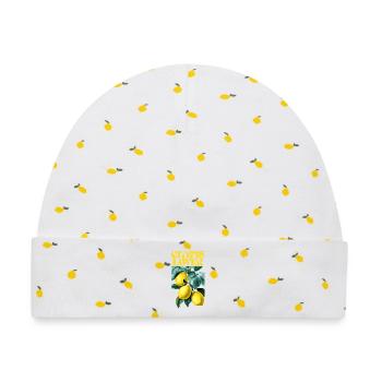 Citrus Lover Botanisches Design - Baby Premium Organic Mütze - Weiß/Zitronengelb - Vorne