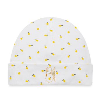 Halloween Tag 31 Spinnweben - Baby Premium Organic Mütze - Weiß/Zitronengelb - Vorne