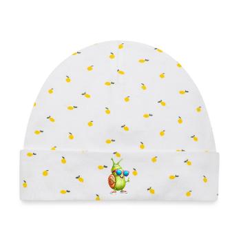 Sonnenbrillen-Snail Streetstyle - Baby Premium Organic Mütze - Weiß/Zitronengelb - Vorne