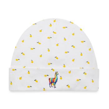 Bunte Lama-Regenbogen-Pop-Art-Aquarell - Baby Premium Organic Mütze - Weiß/Zitronengelb - Vorne