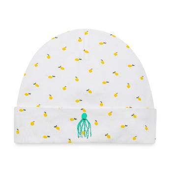 Oktopus türkis - Baby Premium Organic Mütze - Weiß/Zitronengelb - Vorne