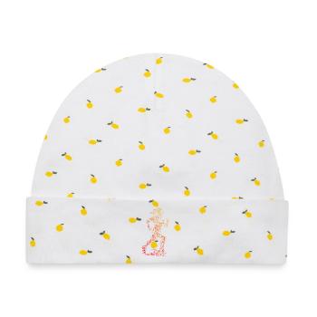 Puristisches Running Thema - Baby Premium Organic Mütze - Weiß/Zitronengelb - Vorne