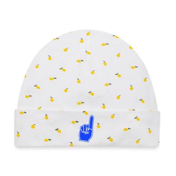 Fan Hand Zeigefinger Icon - Baby Premium Organic Mütze - Weiß/Zitronengelb - Vorne