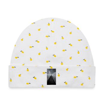 Urbaner Rolltreppe Noir - Baby Premium Organic Mütze - Weiß/Zitronengelb - Vorne