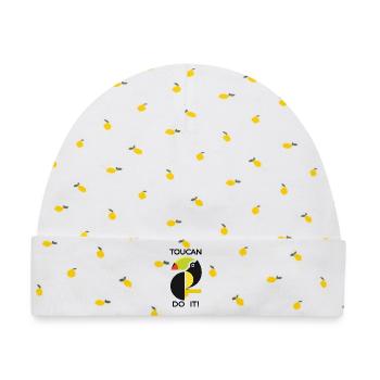 Abstrakter Tukan TOUCAN DO IT - Baby Premium Organic Mütze - Weiß/Zitronengelb - Vorne