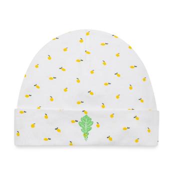 Eichenblatt / Blatt der Eiche - Botanisch - Baby Premium Organic Mütze - Weiß/Zitronengelb - Vorne