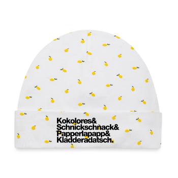 Kokolores Schnickschnack Papperlapapp - Baby Premium Organic Mütze - Weiß/Zitronengelb - Vorne