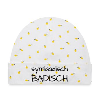 Symbadisch Badisch - Baby Premium Organic Mütze - Weiß/Zitronengelb - Vorne