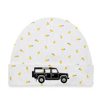 Defender D110 - Baby Premium Organic Mütze - Weiß/Zitronengelb - Vorne