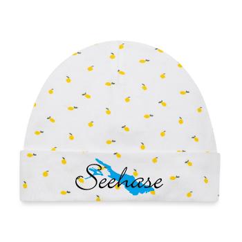 Seehase vom Bodensee für helle Shirts - Baby Premium Organic Mütze - Weiß/Zitronengelb - Vorne