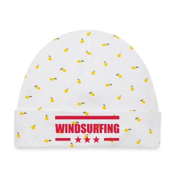 Windsurfen / Windsurfer / Windsurf / Windsurfing - Baby Premium Organic Mütze - Weiß/Zitronengelb - Vorne