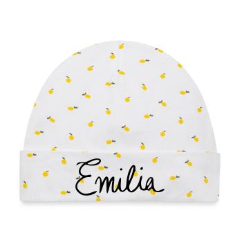 Emilia - Baby Premium Organic Mütze - Weiß/Zitronengelb - Vorne