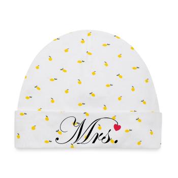 Mr and Mrs Hochzeit Herz Design Paar Geschenk - Baby Premium Organic Mütze - Weiß/Zitronengelb - Vorne