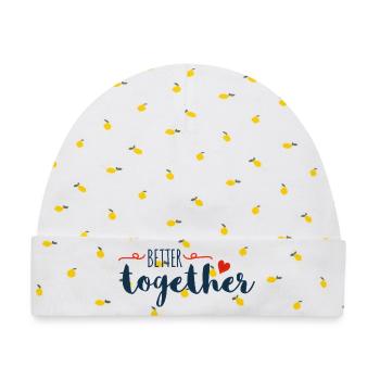 Better Together Drehbuch-Herz - Baby Premium Organic Mütze - Weiß/Zitronengelb - Vorne