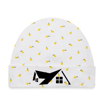 Logo Haus - Baby Premium Organic Mütze - Weiß/Zitronengelb - Vorne