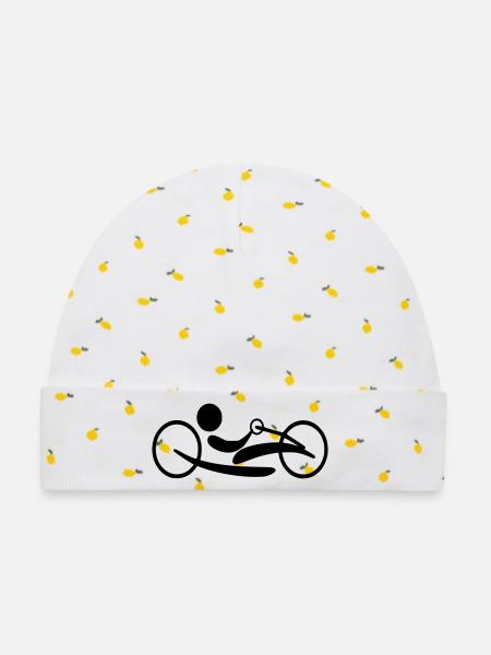 Legen Sie das Handbike an. Liegerad für Rollstuhlfahrer # - Baby Premium Organic Mütze - Weiß/Zitronengelb
