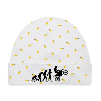 Evolution Affe zu Motocross - Baby Premium Organic Mütze - Weiß/Zitronengelb - Vorne