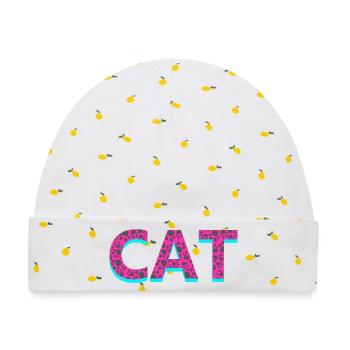 Typographie, Cat, Tier tatzen muster - Baby Premium Organic Mütze - Weiß/Zitronengelb - Vorne