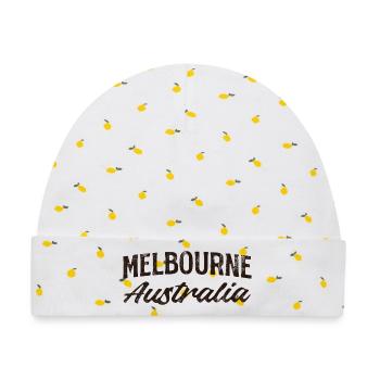 Melbourne Australien Vintage Schriftzug - Baby Premium Organic Mütze - Weiß/Zitronengelb - Vorne