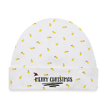 Merry Christmas - Baby Premium Organic Mütze - Weiß/Zitronengelb - Vorne