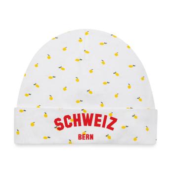 BERN Switzerland Suisse Schweiz - Baby Premium Organic Mütze - Weiß/Zitronengelb - Vorne