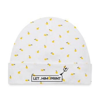 LET . HIM . PRINT - Baby Premium Organic Mütze - Weiß/Zitronengelb - Vorne