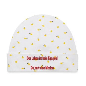 Das Leben ist kein Egospiel - Baby Premium Organic Mütze - Weiß/Zitronengelb - Vorne