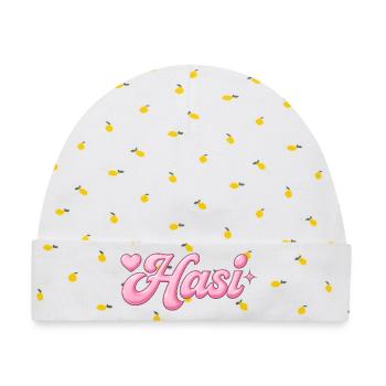 Hasi / y2k design - Baby Premium Organic Mütze - Weiß/Zitronengelb - Vorne