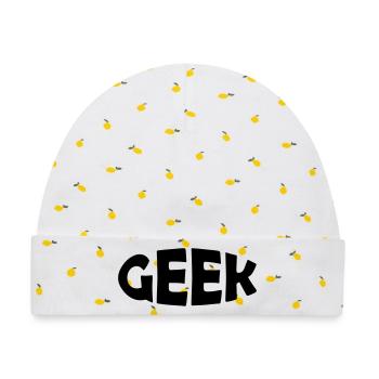 GEEK - Baby Premium Organic Mütze - Weiß/Zitronengelb - Vorne