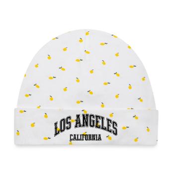 Los Angeles California Typografie - Baby Premium Organic Mütze - Weiß/Zitronengelb - Vorne
