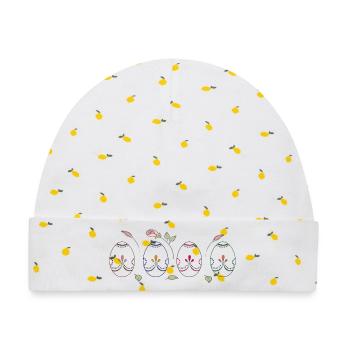bunte Ostereier - Baby Premium Organic Mütze - Weiß/Zitronengelb - Vorne
