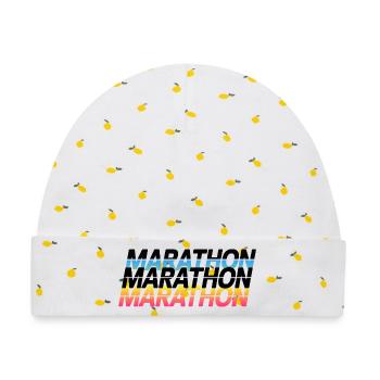 Marathon Gradient Typografie - Baby Premium Organic Mütze - Weiß/Zitronengelb - Vorne